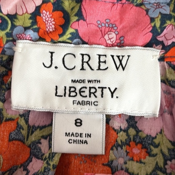 J. Crew x Liberty Fabric Ruffle Neck Button Front Blouse in Meadow Song - Size 8 - Picture 4 of 7